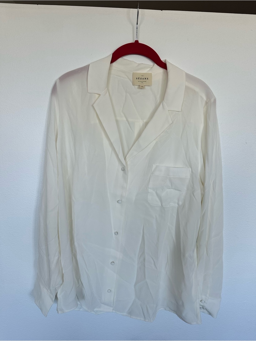 Sezane Cream Silk Button Front Blouse - NWT